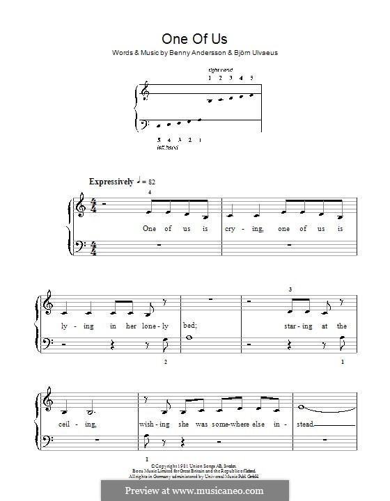 One of Us (ABBA): Для фортепиано (легкий уровень) by Benny Andersson, Björn Ulvaeus