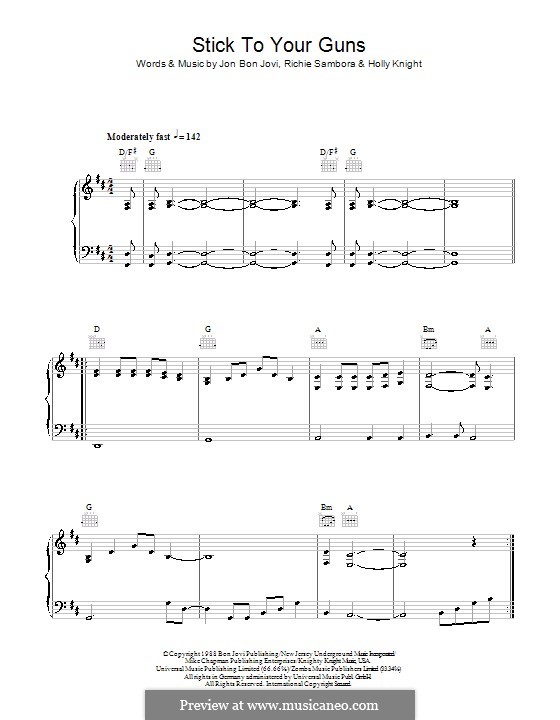 Stick to Your Guns (Bon Jovi): Для голоса и фортепиано (или гитары) by Holly Knight, Jon Bon Jovi, Richie Sambora