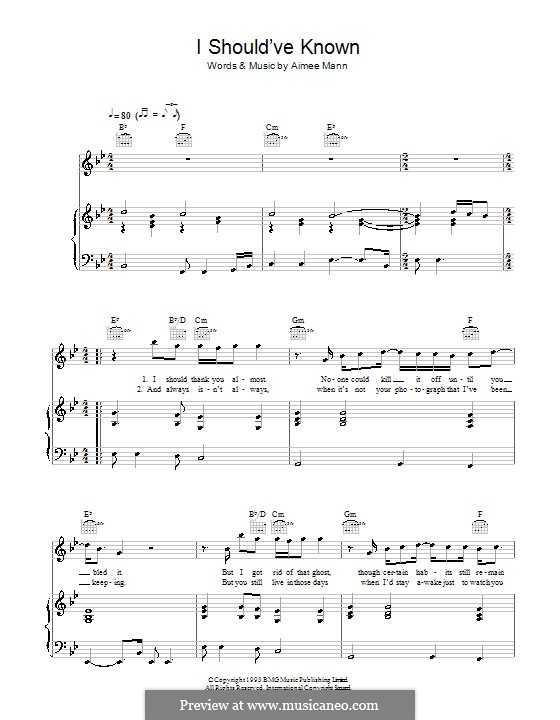 I Should've Known: Для голоса и фортепиано (или гитары) by Aimee Mann