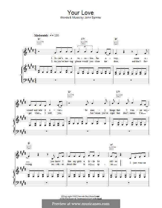 Your Love (The Outfield): Для голоса и фортепиано (или гитары) by John Spinks
