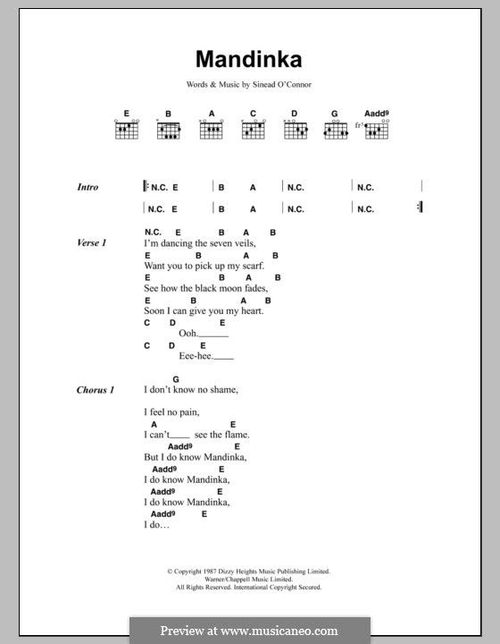 Mandinka: Текст и аккорды by Sinead O'Connor