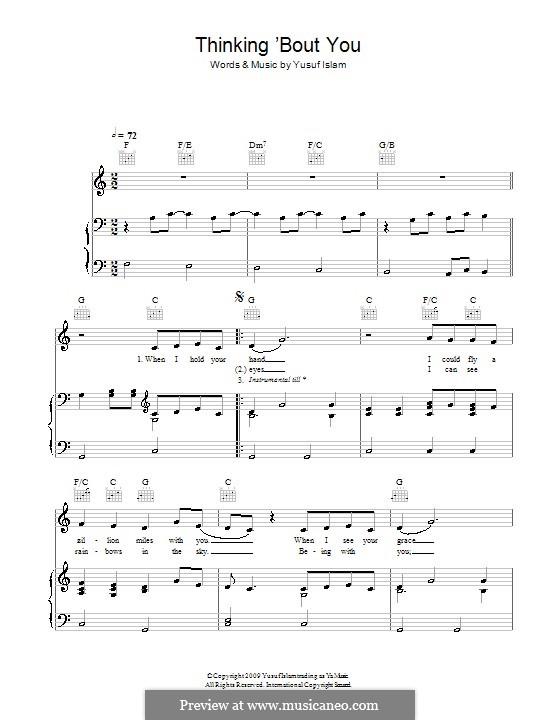Thinking 'Bout You: Для голоса и фортепиано (или гитары) by Yusuf Islam