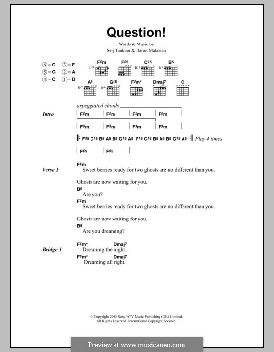 Question! (System of a Down): Текст, аккорды by Daron Malakian, Serj Tankian