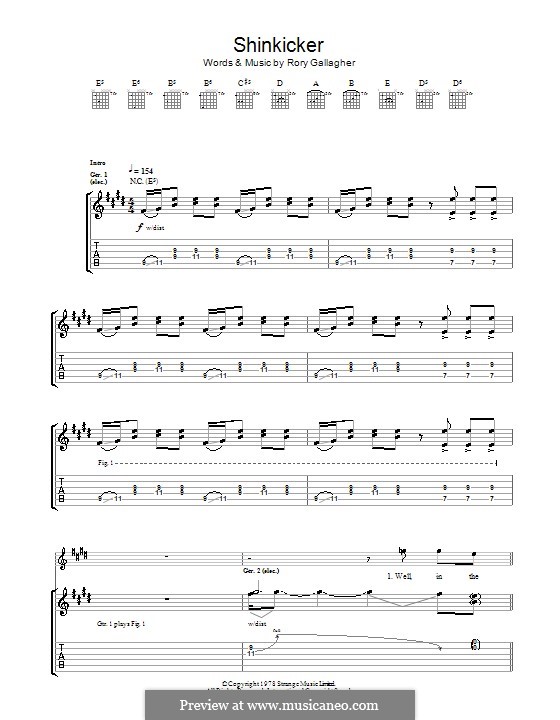 Shinkicker: Гитарная табулатура by Rory Gallagher