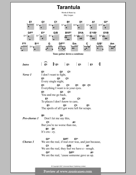 Tarantula (The Smashing Pumpkins): Текст, аккорды by Billy Corgan