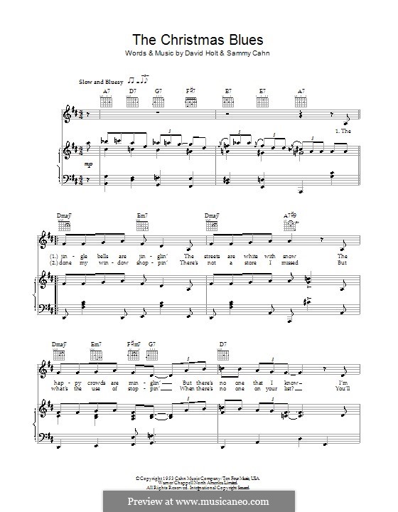 The Christmas Blues (Bob Dylan): Для голоса и фортепиано (или гитары) by David Holt, Sammy Cahn