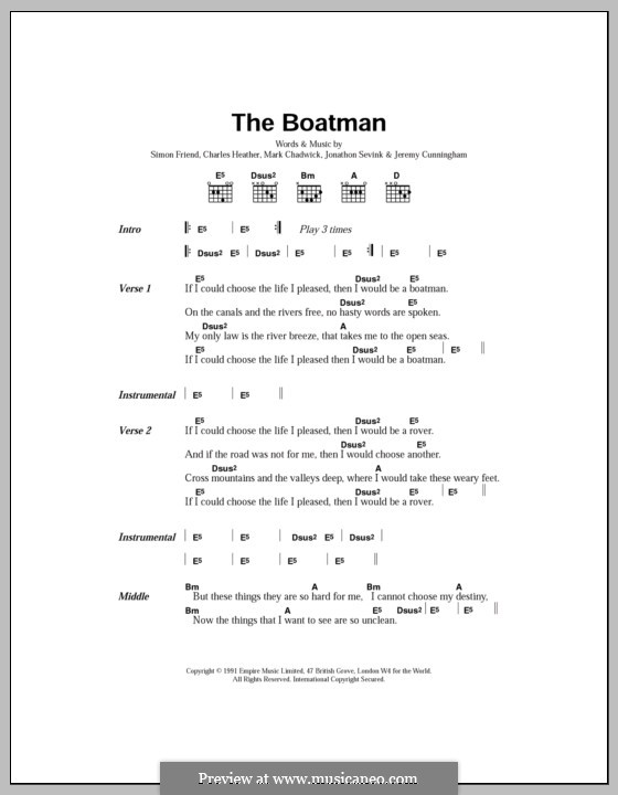 The Boatman (The Levellers): Текст, аккорды by Charles Heather, Jeremy Cunningham, Jonathan Sevink, Mark Chadwick, Simon Friend