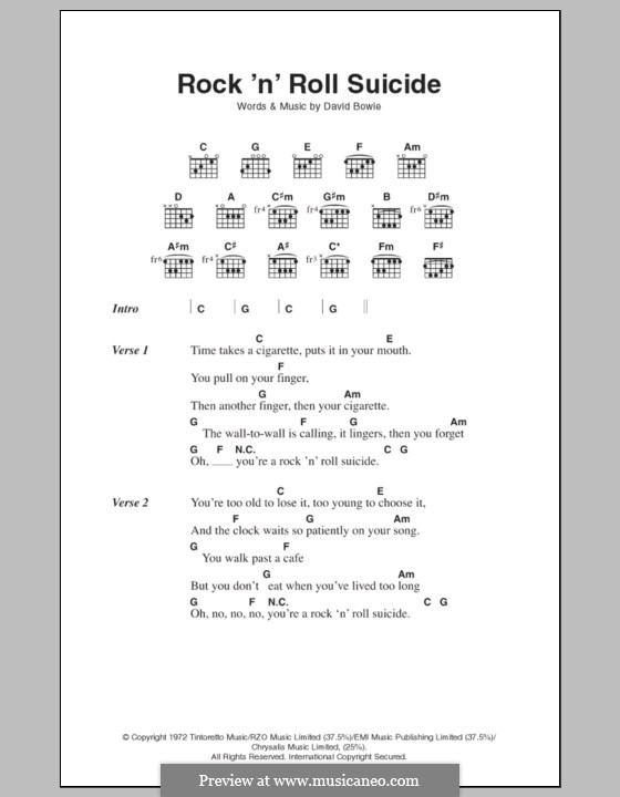 Rock 'n' Roll Suicide: Текст, аккорды by David Bowie
