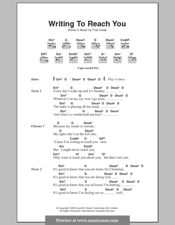 Writing to Reach You (Travis): Текст, аккорды by Fran Healy