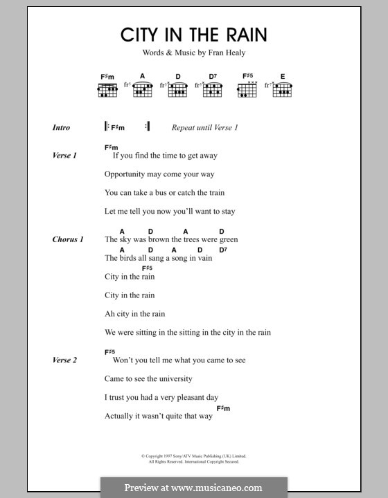 City in the Rain (Travis): Текст, аккорды by Fran Healy