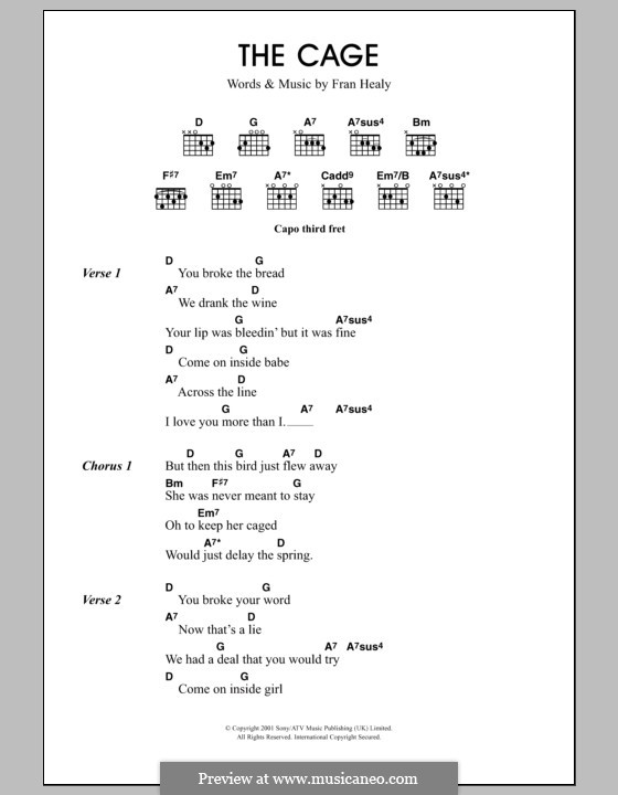 The Cage (Travis): Текст, аккорды by Fran Healy