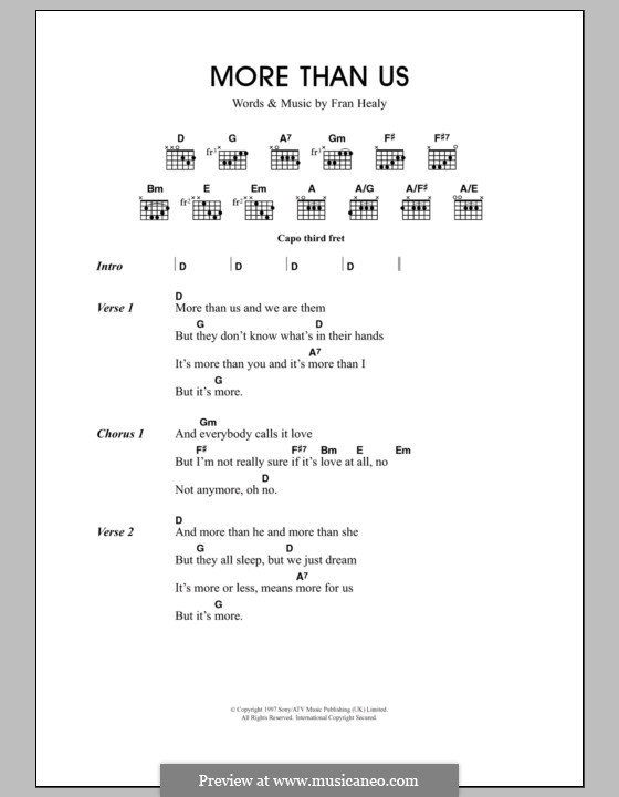 More Than Us (Travis): Текст, аккорды by Fran Healy