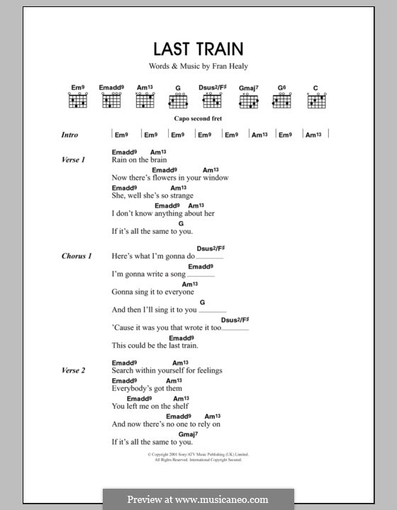 Last Train (Travis): Текст, аккорды by Fran Healy
