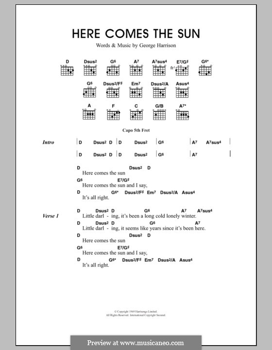 Here Comes the Sun (The Beatles): Текст, аккорды by George Harrison