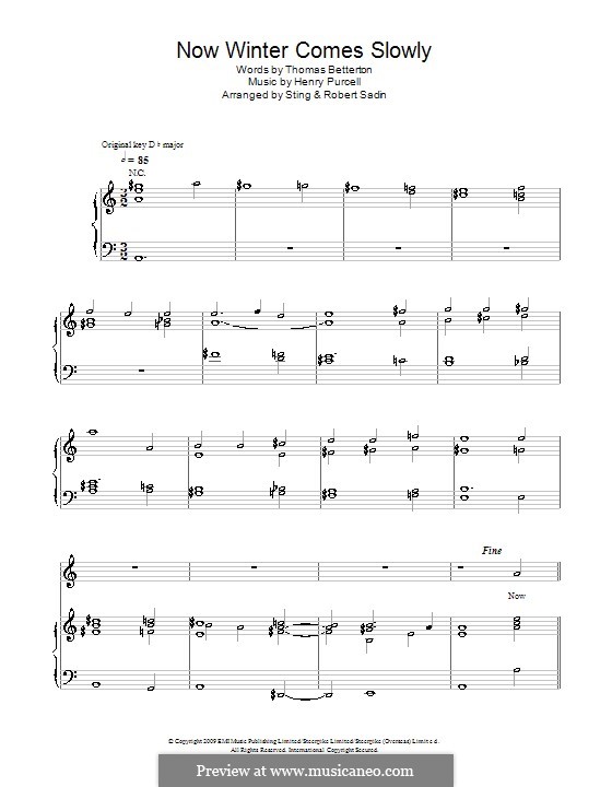 Now Winter Comes Slowly: Для голоса и фортепиано (или гитары) by Генри Пёрсел