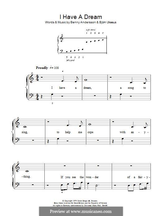 I Have a Dream (ABBA): Для фортепиано (легкий уровень) by Benny Andersson, Björn Ulvaeus