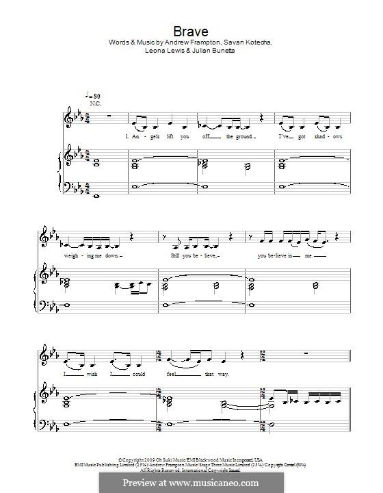 Brave: Для голоса и фортепиано (или гитары) by Andrew Frampton, Julian Bunetta, Leona Lewis, Savan Kotecha