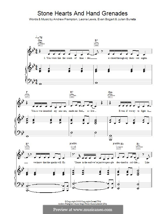 Stone Hearts and Hand Grenades: Для голоса и фортепиано (или гитары) by Andrew Frampton, Evan Kidd Bogart, Julian Bunetta, Leona Lewis