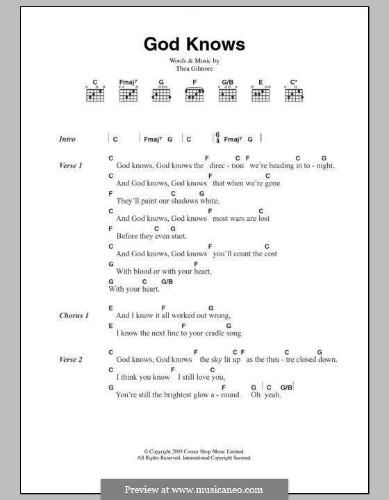 God Knows: Текст, аккорды by Thea Gilmore