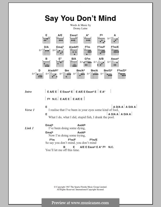 Say You Don't Mind (Colin Blunstone): Текст, аккорды by Denny Laine