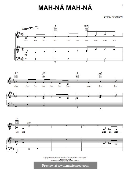 Mah Na Mah Na (The Muppets): Для голоса и фортепиано (или гитары) by Piero Umiliani