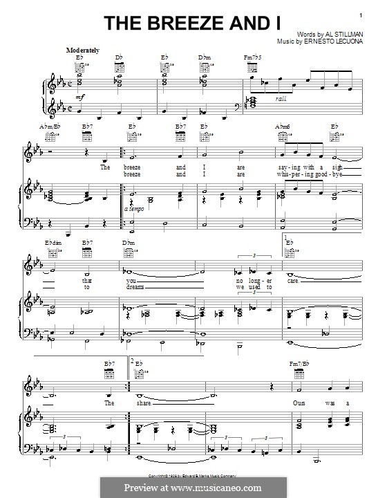 The Breeze and I: Для голоса и фортепиано (или гитары) by Эрнесто Лекуона