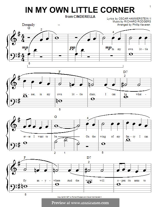 In My Own Little Corner (from Cinderella): Для фортепиано (очень легкая версия) by Richard Rodgers