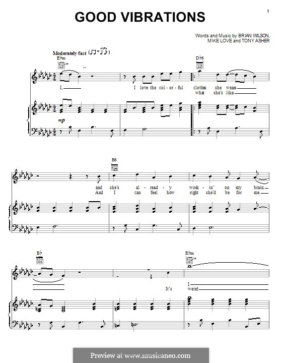 Good Vibrations (The Beach Boys): Для голоса и фортепиано или гитары (E Flat Minor) by Brian Wilson, Mike Love