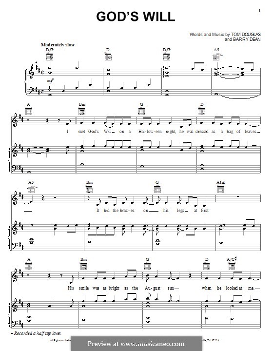 God's Will (Martina McBride): Для голоса и фортепиано (или гитары) by Barry Dean, Tom Douglas