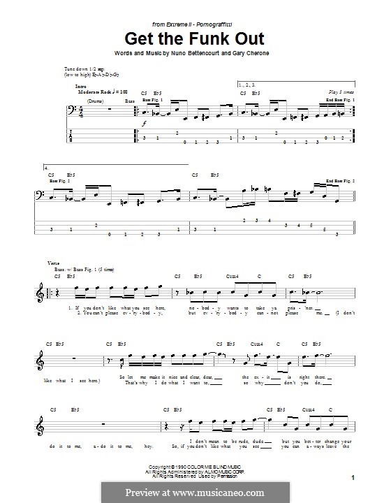 Get the Funk Out (Extreme): Для бас-гитары с табулатурой by Gary Cherone, Nuno Bettencourt