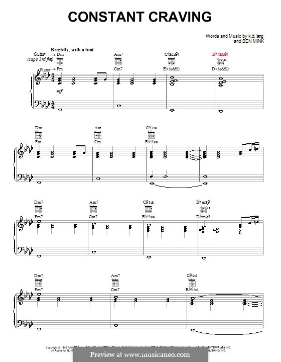 Constant Craving: Для голоса и фортепиано (или гитары) by Ben Mink, k.d. lang
