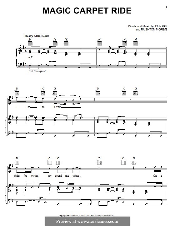 Magic Carpet Ride (Steppenwolf): Для голоса и фортепиано (или гитары) by John Kay, Rushton Moreve