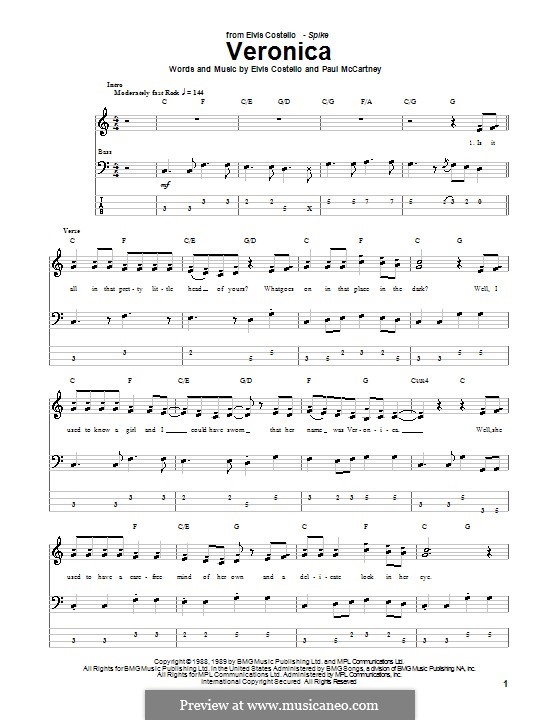 Veronica: Для бас-гитары с табулатурой by Paul McCartney