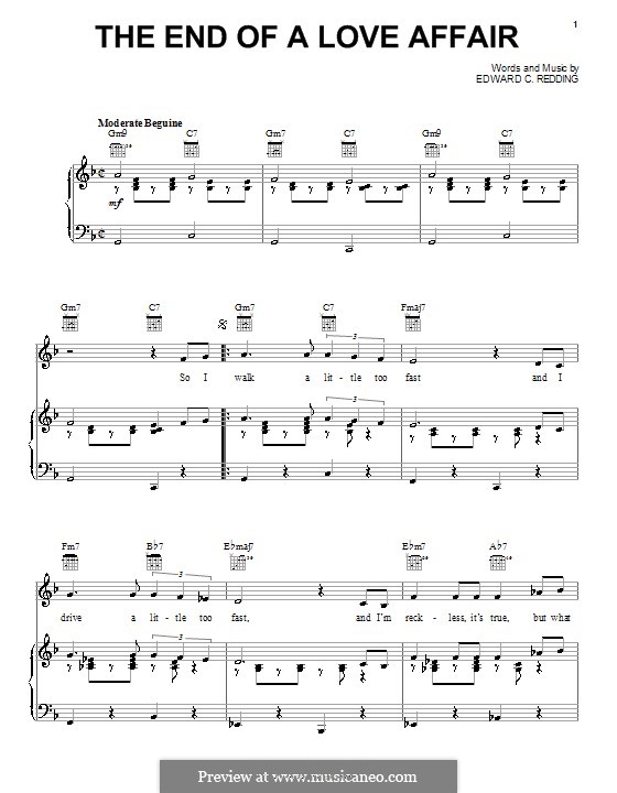The End of a Love Affair (Frank Sinatra): Для голоса и фортепиано (или гитары) by Edward C. Redding