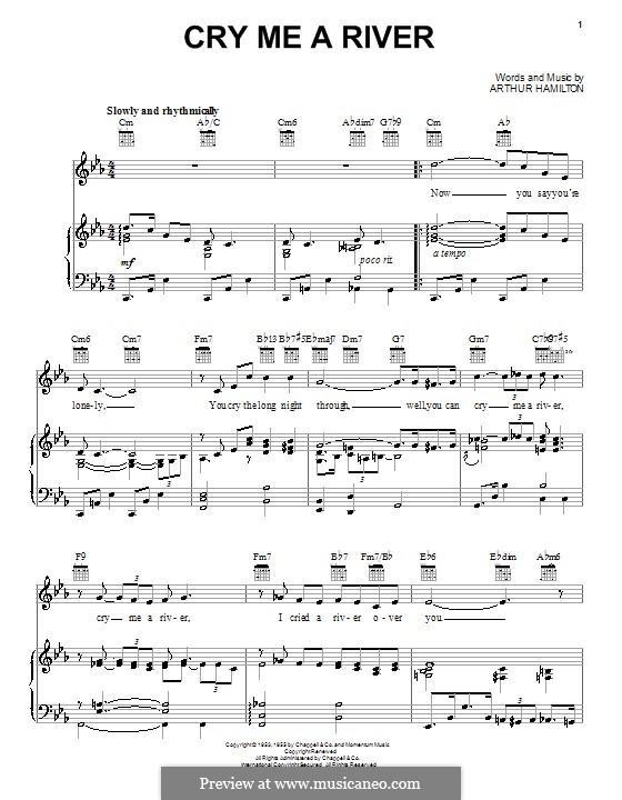 Cry Me a River: Для голоса и фортепиано или гитары (Julie London) by Arthur Hamilton