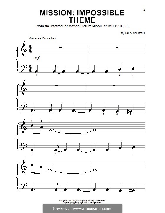 Mission: Impossible Theme: Для фортепиано (очень легкая версия) by Lalo Schifrin
