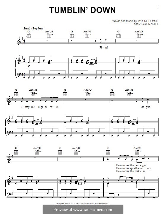 Tumblin' Down (Ziggy Marley): Для голоса и фортепиано (или гитары) by Tyrone Downie