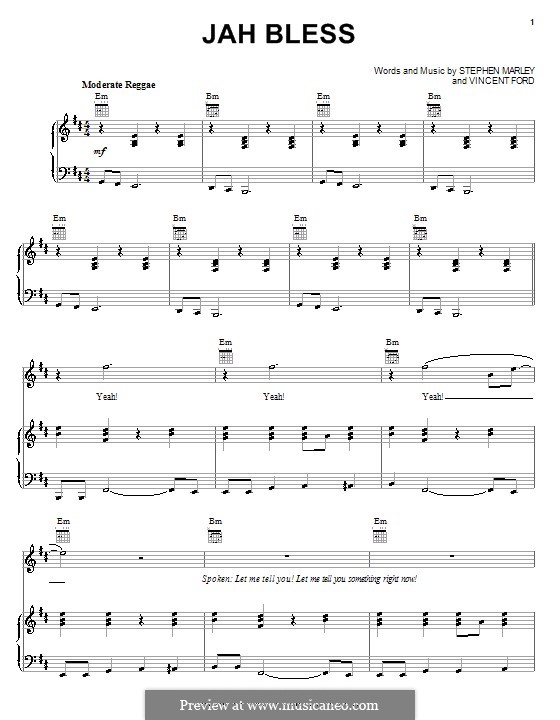 Jah Bless (Ziggy Marley): Для голоса и фортепиано (или гитары) by Stephen Marley, Vincent Ford