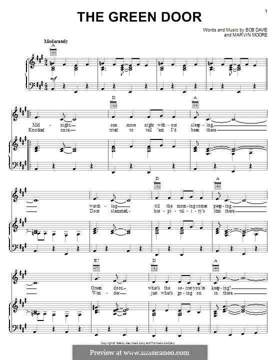 The Green Door (Jim Lowe): Для голоса и фортепиано (или гитары) by Bob Davie, Marvin Moore