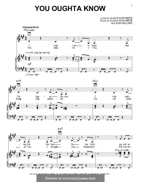 You Oughta Know: Для голоса и фортепиано (или гитары) by Glen Ballard