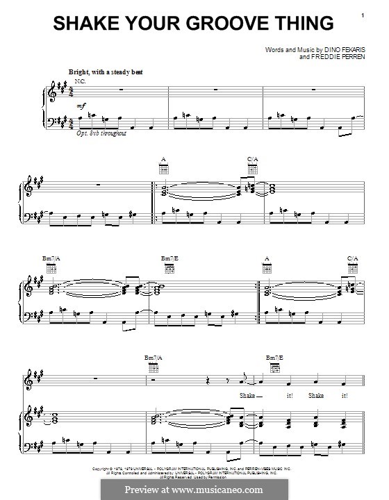 Shake Your Groove Thing: Для голоса и фортепиано (или гитары) by Dino Fekaris, Freddie Perren
