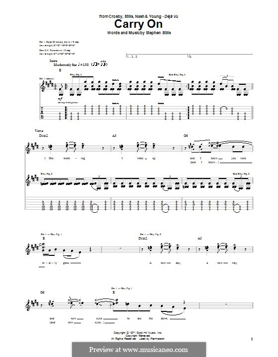 Carry on (Crosby, Stills & Nash): Для гитары с табулатурой by Stephen Stills