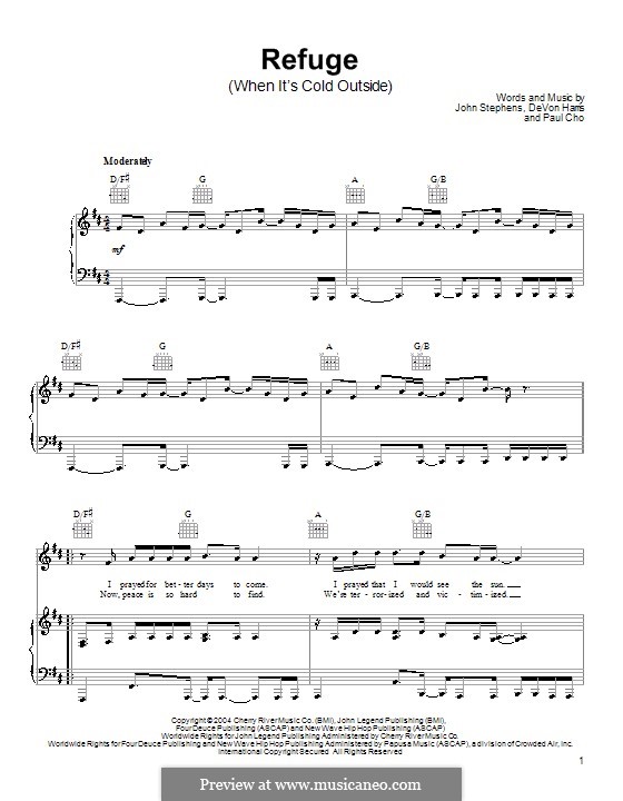Refuge (When It's Cold Outside): Для голоса и фортепиано или гитары (John Legend) by DeVon Harris, John Stephens, Paul Cho
