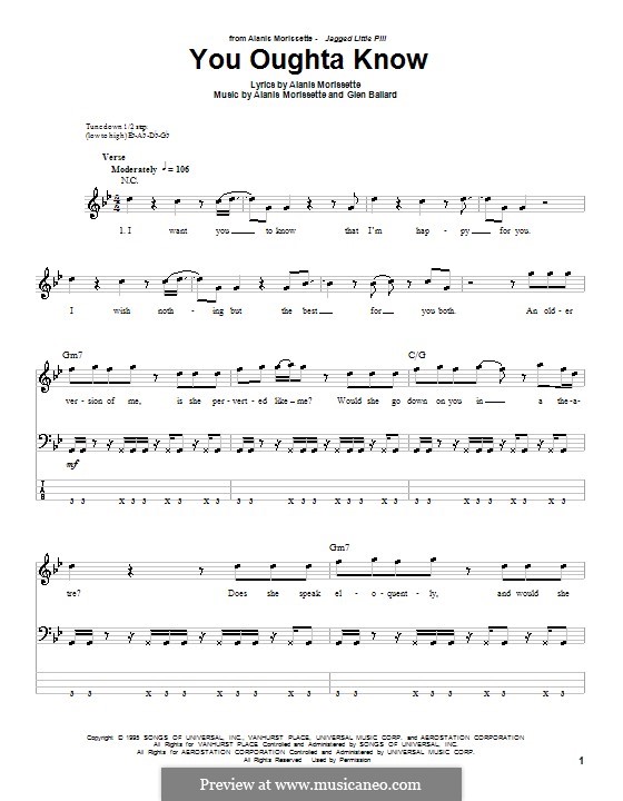 You Oughta Know: Для бас-гитары с табулатурой by Glen Ballard