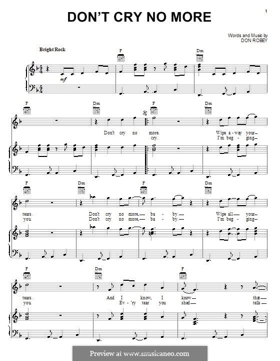 Don't Cry No More (Bobby 'Blue' Bland): Для голоса и фортепиано (или гитары) by Don Robey
