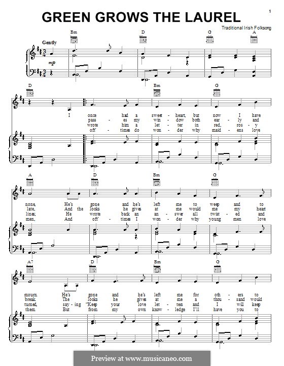 Green Grows the Laurel: Для голоса и фортепиано (или гитары) by folklore