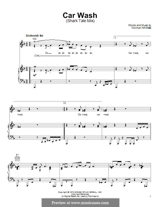 Car Wash (Rose Royce): Для голоса и фортепиано (или гитары) by Norman J. Whitfield