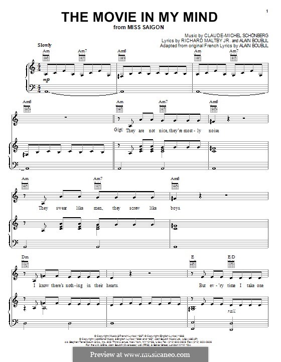 The Movie in My Mind: Для голоса и фортепиано (или гитары) by Claude-Michel Schönberg