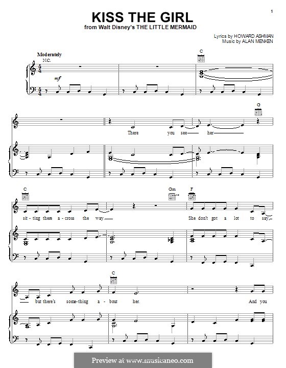 Kiss the Girl (from The Little Mermaid): Для голоса и фортепиано (или гитары) by Alan Menken