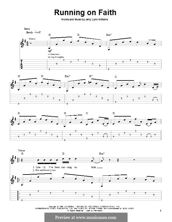 Running on Faith (Eric Clapton): Для гитары с табулатурой by Jerry Lynn Williams